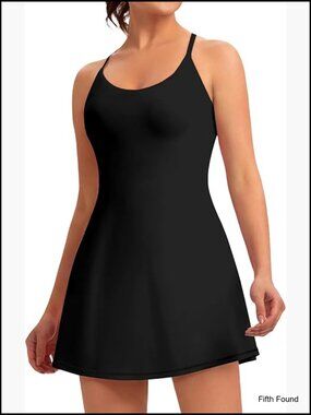 Women's Tennis Dress with Built-in Shorts Pockets Athletic Golf Workout